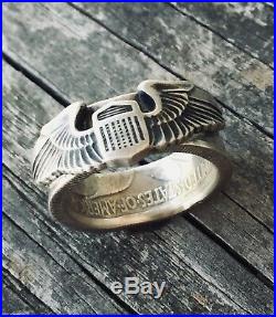 1941 WW2 US ARMY AIR FORCE CREWMAN PIN COIN Ring WOMENS Silver Medal WAC CORPS