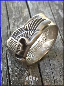 1941 WW2 US ARMY AIR FORCE CREWMAN PIN COIN Ring WOMENS Silver Medal WAC CORPS