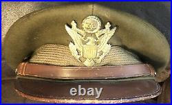 1942 AUTHENTIC WORLD WAR WWII US ARMY AIRFORCE AAF OFFICERs CRUSHER CAP 7 5/8
