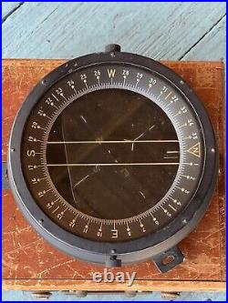 1942 WW II U. S. ARMY Air Force Type D-12 Bendix Aperiodic Aviation Compass /Box