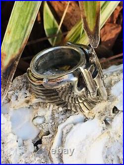 1942 WW2 US ARMY PIN COIN Ring Silver AIR FORCE Gunner Combat Wings Trench Art