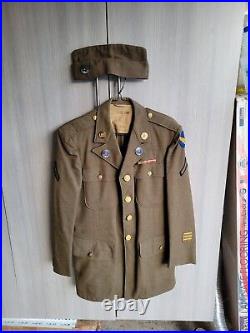 1942 Wwii Us Army Air Corps Force Wool Uniform Jacket Coat Sterling Pins 39r