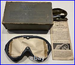 1944 Original WWII U. S. Army Air Force M-1944 Polaroid Goggles Box & Lenses