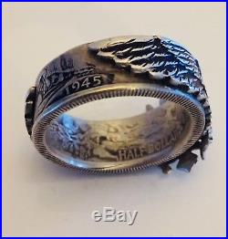 1945 WW2 US ARMY AIR FORCE CREWMAN PIN COIN Ring Sweetheart Silver Medal Biker
