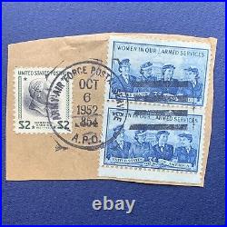 1954 Us Army Air Force A. P. O Cancel Cut Corner With $2 Stamp On Paper Item