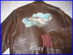 40s Vintage JADUBOW A-2 US AIR FORCE Navy Army Military Flight Leather Jacket 36