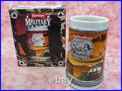 5 NIB Anheuser Busch Budweiser Military Army, Air Force Beer Steins, 1993,1994