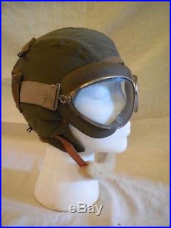 #9 WWII A-9 Air Force U. S Army AAF Pilot Flight Helmet With Googles