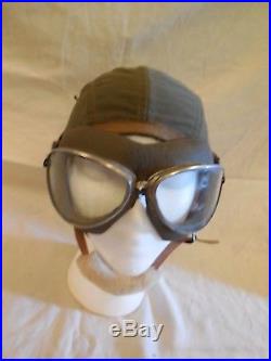 #9 WWII A-9 Air Force U. S Army AAF Pilot Flight Helmet With Googles