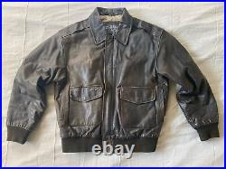 A-2 Flyer's Jacket MEDIUM Leather US ARMY Air Force Bomber Aviator Vintage BROWN