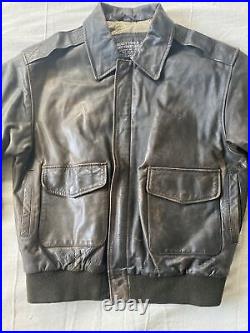 A-2 Flyer's Jacket MEDIUM Leather US ARMY Air Force Bomber Aviator Vintage BROWN