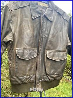 A-2 Flyer's Jacket MEDIUM Leather US ARMY Air Force Bomber Aviator Vintage BROWN