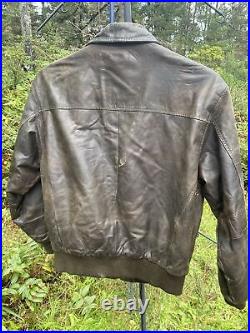 A-2 Flyer's Jacket MEDIUM Leather US ARMY Air Force Bomber Aviator Vintage BROWN