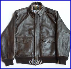 A-2 US Army Air Force Leather Bomber Jacket Heavy Leather Men's XL Map Lining