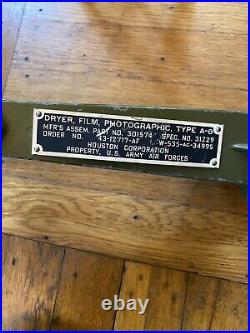 AIR FORCE PHOTOGRAPHIC FILM DRYER TYPE A-8 Hard Metal CASE US ARMY Houston Corp