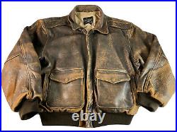AVIREX TYPE A-2 US ARMY AIR FORCE BOMBER Flight Leather Jacket XL Stars Stripe