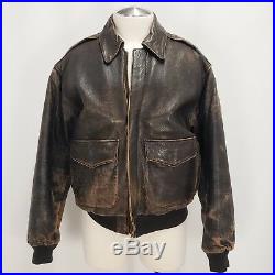 AVIREX Type A-2 Distressed Leather Star & Stripes U. S. Army Air Force Issue Sz L