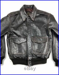 AVIREX Vintage Mens Small Leather Jacket Flight Bomber A-2 US Army Air Force