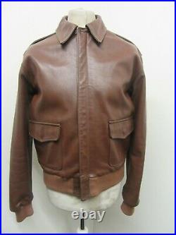 Aero Leather Us Army Air Force Issue A2 Goat Leather Jacket Size 40 Talon Zip