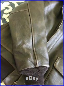 Air Force Us Army Type A2 Cockpit Leather Jacket Size Large Brown Bomber