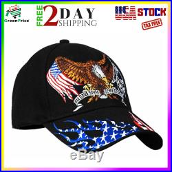 American Patriotic Hat with Eagle Black US Army Navy Air Force Veterans Cap Gift