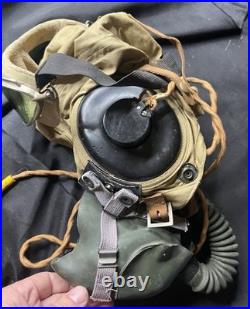An-h-15 Us Army Air Force Flight Cap / Hat With Mask & Goggles Wwii