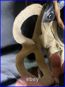 An-h-15 Us Army Air Force Flight Cap / Hat With Mask & Goggles Wwii