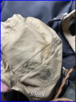 An-h-15 Us Army Air Force Flight Cap / Hat With Mask & Goggles Wwii