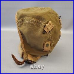 Antique Original WWII WW2 US ARMY AIR FORCE Type A-9 Cotton Canvas Flight Cap