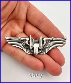 Antique WW2 Sterling Silver US Army Air Force Aerial Gunner Wings Badge 3 1/8