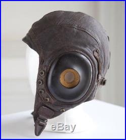 Antique WW2 U. S. ARMY AIR FORCE TYPE A-11 LEATHER PILOT FLYING HELMET LARGE