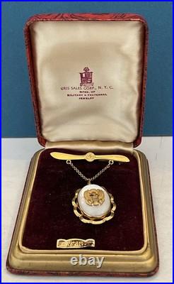 Antique WWII Sweetheart Gold Filled Locket Army Air Forces in Original Uris Box