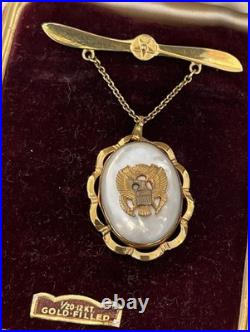 Antique WWII Sweetheart Gold Filled Locket Army Air Forces in Original Uris Box