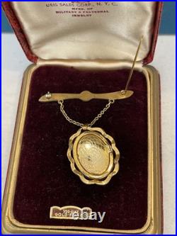 Antique WWII Sweetheart Gold Filled Locket Army Air Forces in Original Uris Box