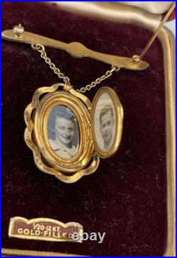 Antique WWII Sweetheart Gold Filled Locket Army Air Forces in Original Uris Box
