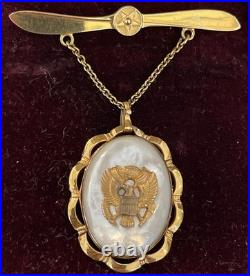 Antique WWII Sweetheart Gold Filled Locket Army Air Forces in Original Uris Box
