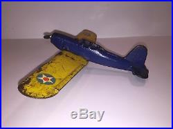 Arcade #3640 Cast Iron Airplane US Army Air Force, Great Patina, Buy it Now