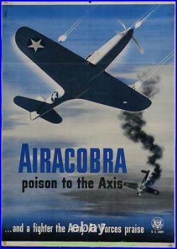 Army Air Force Poster 28x39 Inch AIRACOBRA 1942 WWII Fighter RECRUITMENT POSTER