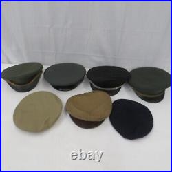 Assorted Military Officer Wool Cap Hat Lot of 7 US Army Air Force Crusher Style