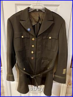 Authentic WWII U. S. Army Air Forces Officer Belted Service Jacket Rank Insignia