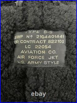 Aviation Co. B-3 Airforce Jacket Us Army Style Black Shearling(26pit To Pit)