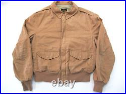 Avirex A-2 Jacket Mens L Vintage Cotton Twill US Army Brown Air Force Flight A2