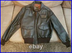 Avirex A-2 US Army/Air Force Brown Leather Flight Jacket Men's Size 44