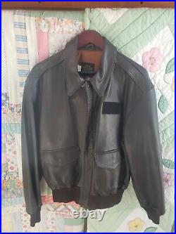 Avirex A-2 US Army/Air Force Brown Leather Flight Jacket Men's Size 44