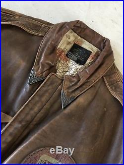 Avirex A-2 US Army Air Force Flight Bomber Leather Brown Jacket New VTG Aces Med
