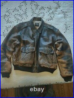 Avirex Leather Bomber Flight Jacket A-2 US Army Air Forces XXL Great Worn Patina