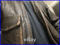 Avirex Mens U. S. Army Air Force Type A-2 Large Leather Bomber Flight Jacket EUC