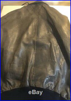Avirex Type A-2 Bomber Black Leather Jacket Sz U. S Army Air Force USA /14H35