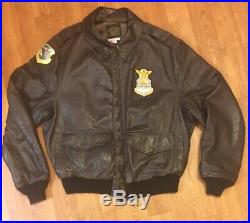 Avirex Type A-2 Bomber Brown Leather Jacket Sz 48 U. S Army Air Force USA Flyer
