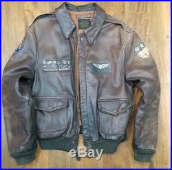 Avirex Type A-2 Bomber Leather Jacket Size 42 U. S Army Air Force Made In USA